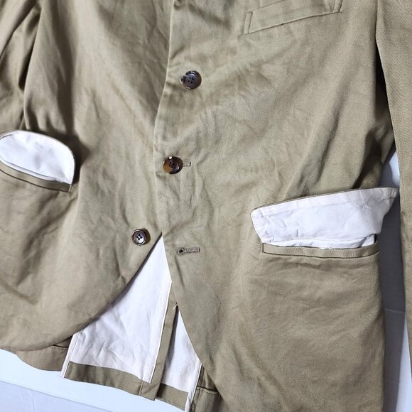 COMME DES GARCONS Curved Front Tailored Dart Jacket RO-J021 Khaki/Beige L NWOT - Picture 11 of 16